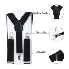 Kajeer Children Braces and Bow Tie Necktie Sets - Adjustable Elastic Suspenders Braces with Bow Ties Sets Gifts for 6-Month-old - 13-Year-old Boys & Girls (Black, 30 inches(6 Years - 5 feet tall))