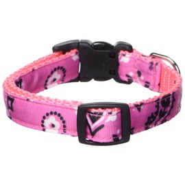 Small Pink Bandana Dog Collar: 5/8" Wide, Adjusts 10-14" - Made in USA.