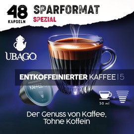 Ubago Coffee in Capsules, Compatible Capsules Dolce Gusto, Intensity 5/8, Offer with 48 Pieces (48 g (Pack of 1), Espresso Decaffeinated)