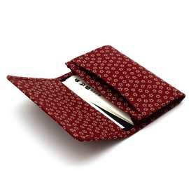 Indenya No.2501 Business Card Case, Deer Leather, Lacquer, Crafts, Gusset Included, [13-002] Red - White Lacquer Small Cherry Blossom