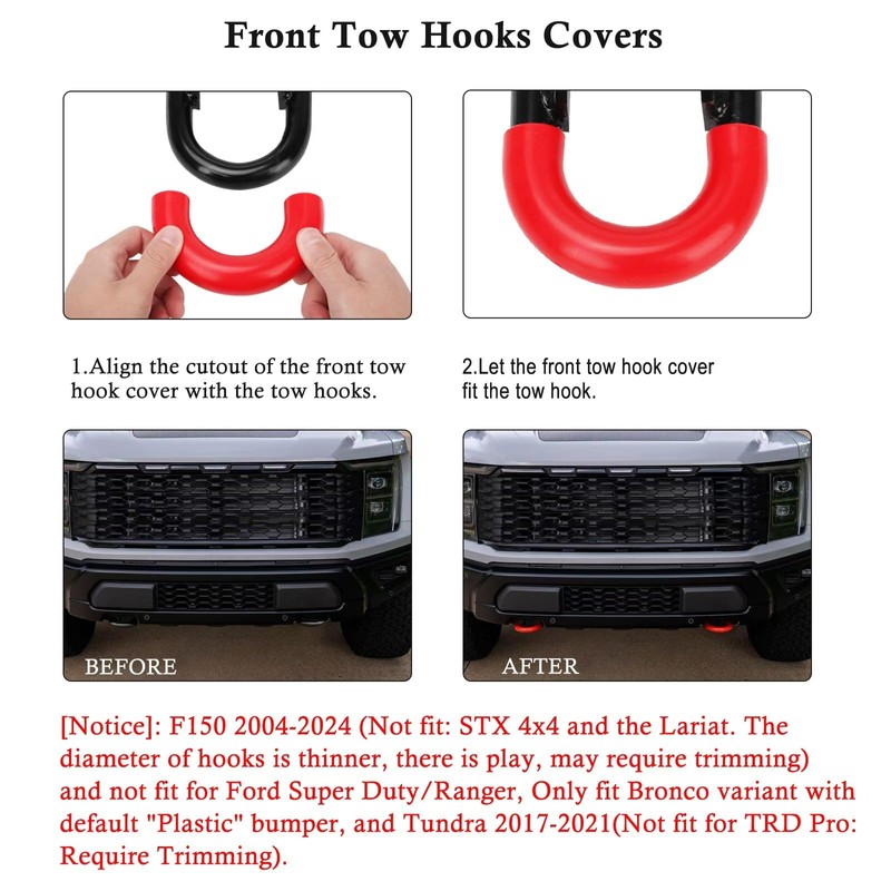 Tow Hooks Covers Fit for Ford F150 Accessories 2004-2025 Bronco