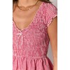 Meiyi station Womens Summer Gingham Rompers V Neck Puff Sleeve