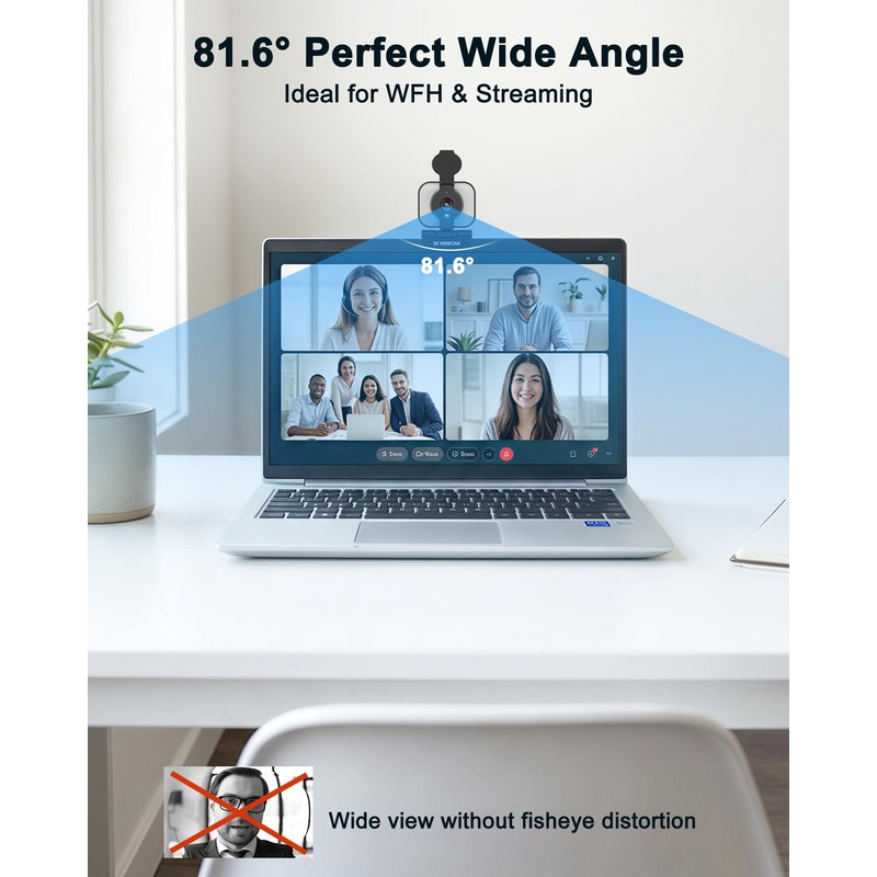 Atatat 2K Webcam for PC with Light, Microphone, Privacy Cover