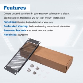 GeeekPi Vented 2U Blank Panel Metal Rack Mount for DeskPi RackMate T1/T0/T2 and 10 Inch Server Rack/Network Cabinet