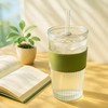 Guwithlu 20oz Glass Cups with Lids and Straws-2pack Glasses Tumbler
