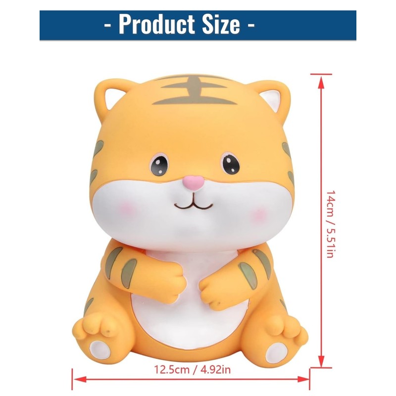 Tissting Tiger Piggy Bank, Resin Coin Storage Pot Anti-Slip Decorative