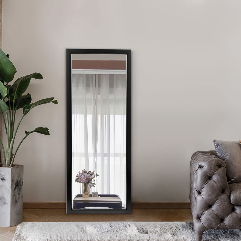 MIRUO Over The Door Wall Mirror, 43" x 18", Black,