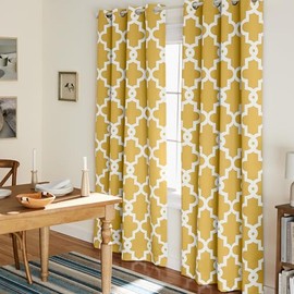 Exclusive Home Cortinas Opacas de satén Tejidas con Ojales en la Parte Superior, 52 x 84 cm, 2 Unidades, Color Amarillo                               