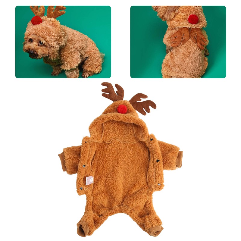 Reindeer Dog Hoodie Interesting Soft Warm Dogs Winter Pajamas for