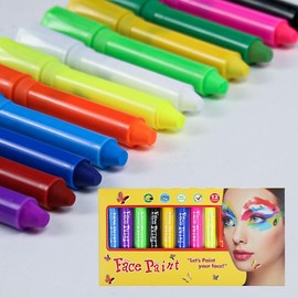 AFG Face Paint Crayons Set, 12 Vibrant Colours, Non-Toxic Washable Body Paint Sticks