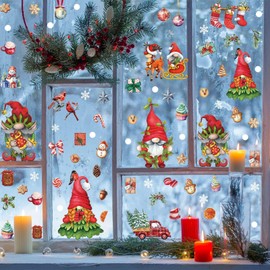 TBSCWYF Christmas Window Stickers Christmas Window Decorations 9 Sheets Window Stickers Christmas Window Clings Reusable Xmas Decorations Winter Home Office Glass Supplies