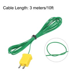 sourcing map 3pcs K Type Thermocouple Mini Connector Temperature Sensor Probes PTFE 10ft -50 to 260°C(-58 to 500°F), Green