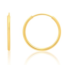 MAX + STONE Solid 14k Gold Hoop Earrings for Women | 1mm Tube, Flex Continuous, 14mm (0.55 Inch) Diameter Small