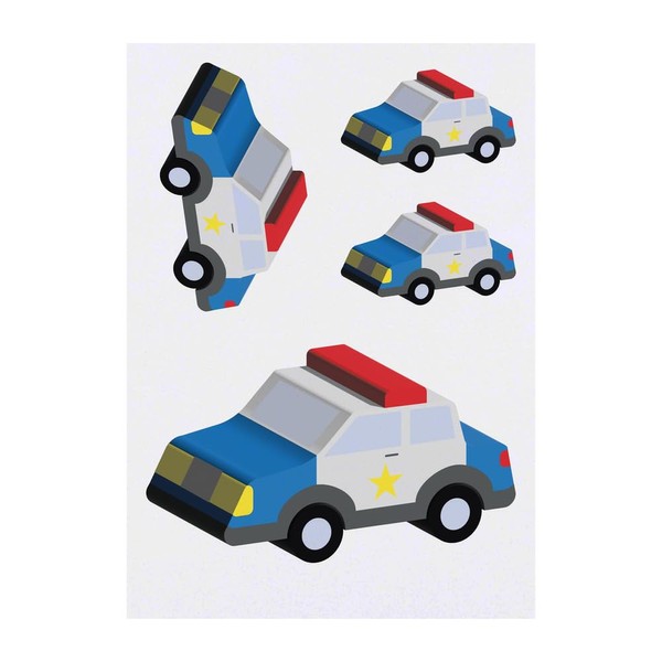 4 x 'Toy Police Car' Temporary Tattoos - Water Resistant,