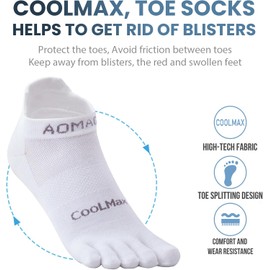 Calcetines de Dedos Para Hombres y Mujeres, Atletismo Running Coolmax Calcetines de Cinco Dedos, Transpirables Ligeros, 3 Pares