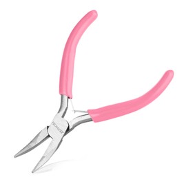 LEONTOOL 5-Inch Bent Chain Nose Pliers for Jewelry Making - Mini Bent Nose Pliers with Smooth Jaws, Ideal for Creating Bracelets, Earrings and Necklaces