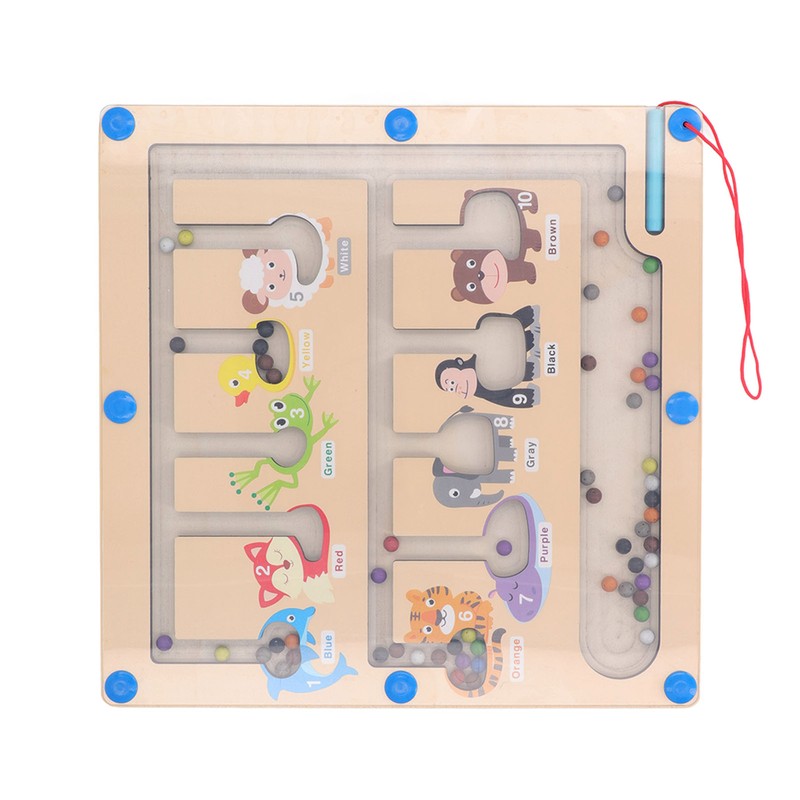 Magnetic Color and Number Maze Board Early Education Wooden Matching