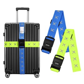Pack of 2 Suitcase Strap, Suitcase Strap with Suitcase Tag, Bag Strap with Combination Lock, Luminous Luggage Strap, Adjustable Suitcase Strap, Shoulder Strap, Adjustable Shoulder Strap, Bag Strap,