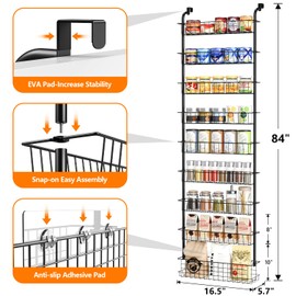 GGIU Over The Door Pantry Organizer Spice Rack: 9-Tier Metal Pantry Door Organizer - Pantry Organizers and Storage - over the Door Organizer Back of Door Spice Rack