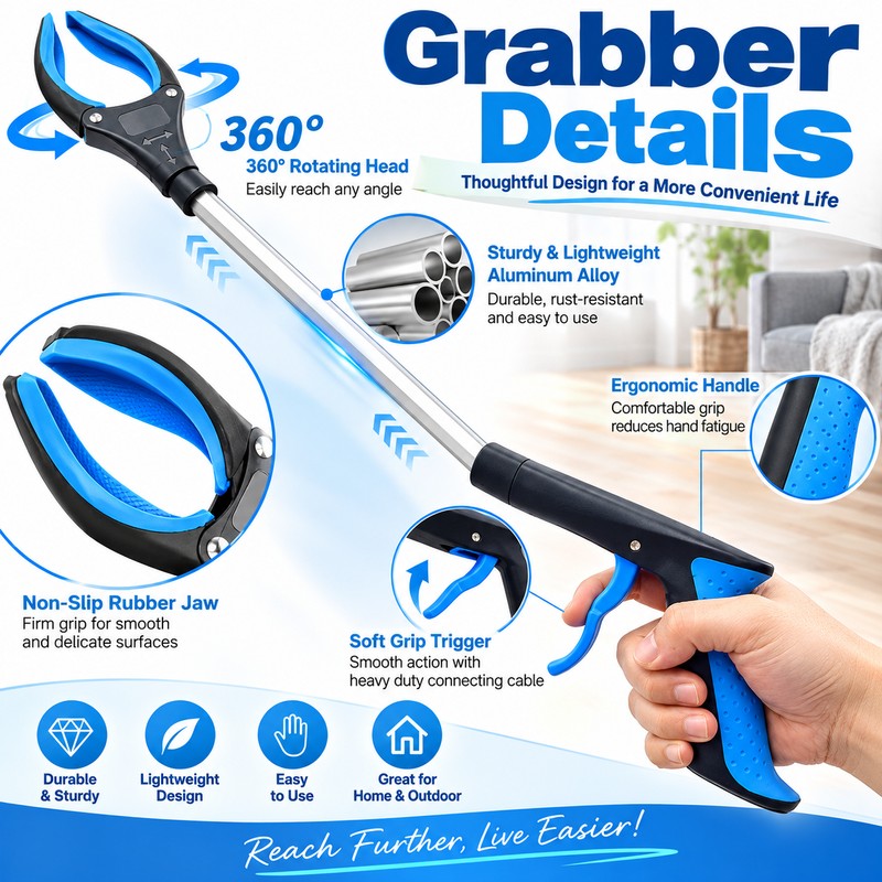 Foldable Gripper Extender Hand Tools Litter Reachers Pickers Collapsible Garbage