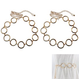 Metal Chain Belt 2Pcs Women Metal Link Body Chain Gold Belt Adjustable Fashion Waist Chain Body Belly Chain