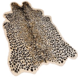 Leopard Area Rug Animals Printed Hide Mats Faux Fur Cowhide Skin Carpet for Home Office, Livingroom, Bedroom, 5.2ft x 6.5ft (160 x 200cm)