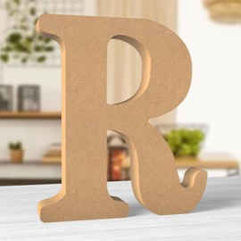 Aruatu 12 Inch Balsa Wooden Letters Unfinished Wood Letters for Wall Decor Decorative Standing Letters Large Letters for Wall Decoration for Craft Home Party Projects (R)