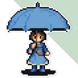 Extra Large 460mm 'Girl Under Umbrella Pixel Art' Permanent Sticker Decal for Cars/Windows/Bins/Walls (DW00104263)