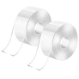 Reutilizable Nano Tape, KEDEEK 2 rollos 5M Nano Cinta Adhesiva de Doble Cara Lavable Sin Rastros, Almohadillas de Gel Antideslizantes, para Pared, Cocina, Alfombra, Fijación de Fotos