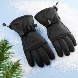 CityComfort Women's Ski Gloves, Touchscreen Thermal Gloves for Women and Teenagers, Fleece Lining, Waterproof, Windproof, Gifts for Women (Black)