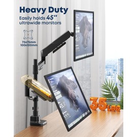 STANDOPIA Vertical Dual Monitor Mount for 17-45 inch Ultrawide Screens