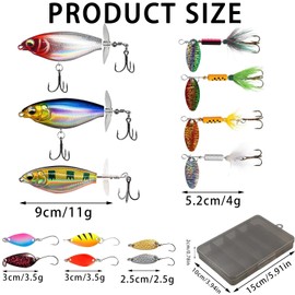 Cerkkapo Trout Bait, 13 Pieces Bass Bait, Fishing Lure, Blinker Fishing Spoons, Trout Hard Metal Spoon Set, Spoons Fishing Lure Set, Spinner Fishing with Spoon Box, Christmas Fishing Lure Set
