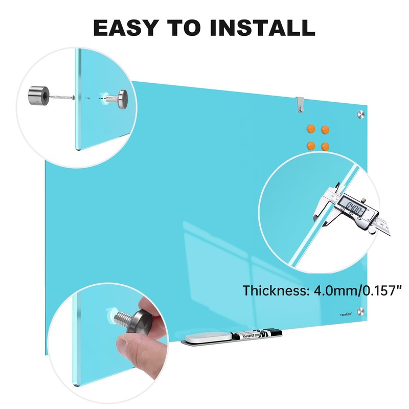 White Board Dry Erase Board 36x24 Inches Magnetic Glass Whiteboard,