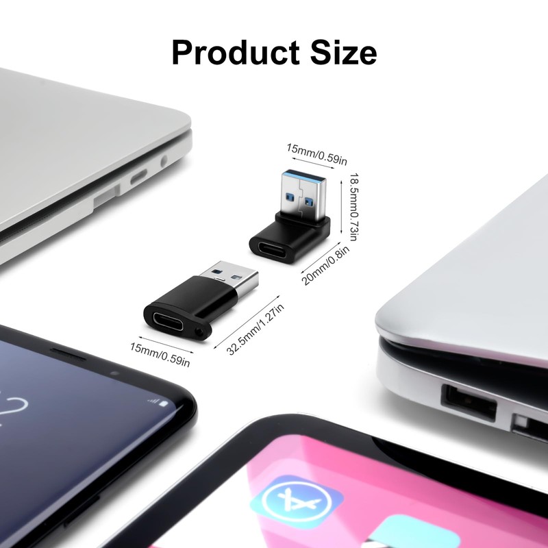 BORLTER CLAMP USB C to USB Adapters (2 Pack) with