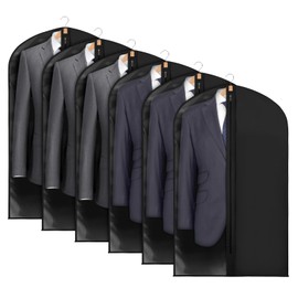 KEEGH 43" Garment Bags for Hanging Clothes, Suit Cover Bags for Men, Suit Bags for Closet Storage or Travel, Suit Protector Bag Clothes Cover for Suits Shirts Coat with Big Clear Window, 6 Pack, Black