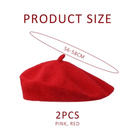 EHDWXVZM Pack of 2 Berets, French Retro Berets, Dome Berets, Versatile Painter's Hats, Artist Hats, Suitable for Everyday Use and Masquerade Parties, red