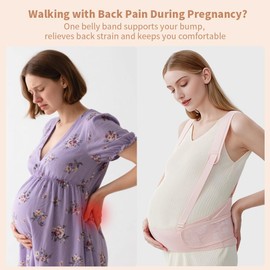 Dudumom Maternity Belly Bands for Pregnant Women - Double Support Pregnancy Belly Band Breathable Soft Adjustable - Belt for Abdomen Waist Back, Fit Ab 35.5"-55.1" (Pink, PLUS Size)