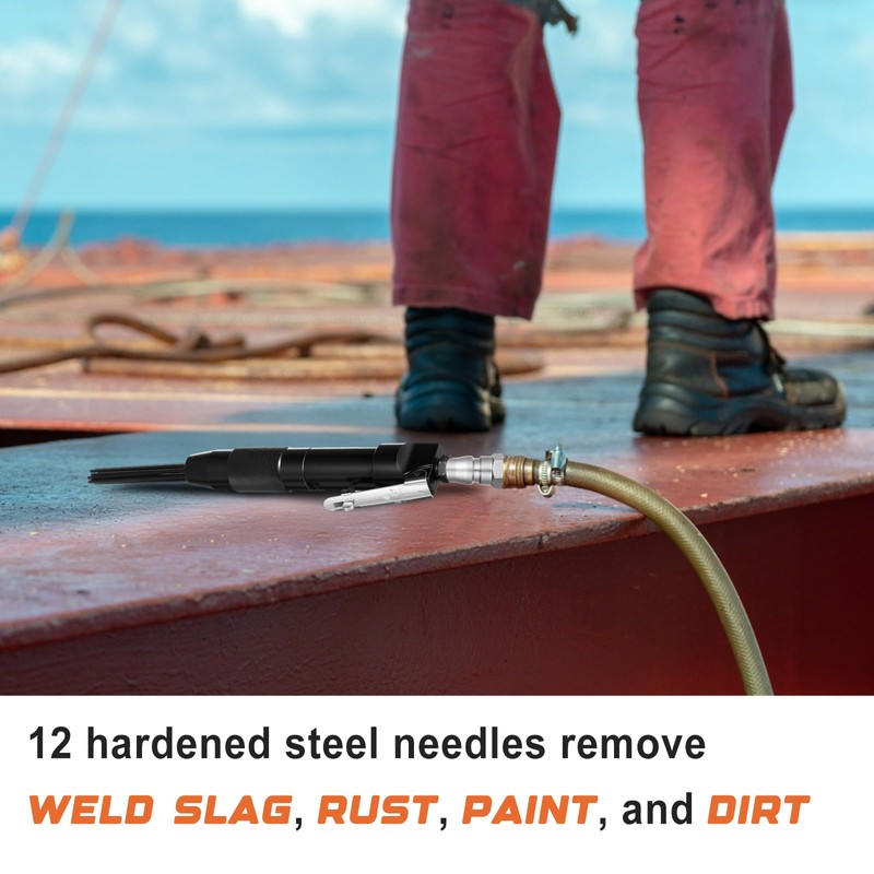 Threlaco Compact Air Needle Scaler with 40 Pieces 7' Descaling