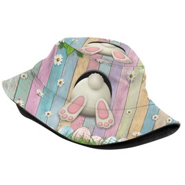 Easter Hat, Easter Bucket Hat, Cute Easter Bunny Spring Eggs Fisherman Hat Travel Beach Fashion Sun Hat Unisex Cap