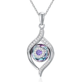 VONALA Evil Eye Necklace for Women Sterling Silver Evil Eye Pendant Purple Eye Necklace with Circle Crystal Luck Amulet Protection Evil Eye Jewelry Gift for Women Daughter Mother