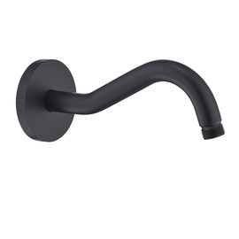 RANDOM Curved Shower Arm with Flange,8-inch S-Shape Matte Black Shower Head Extension Arm Wall Mounted,Stainless Steel.RD-91068-8MB