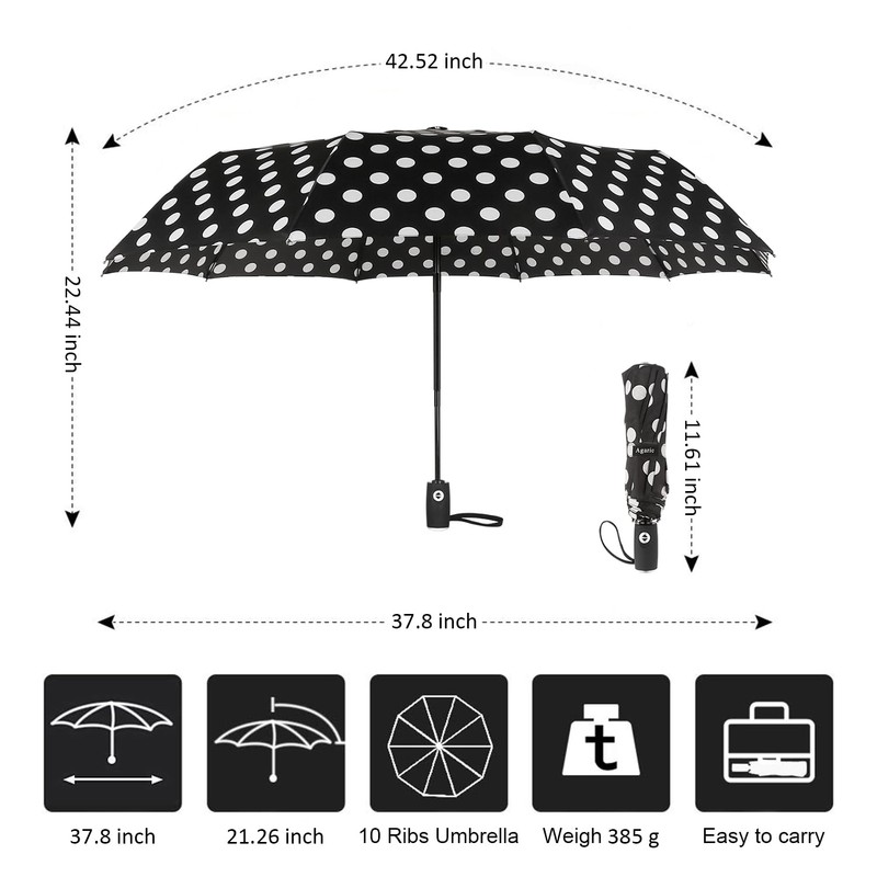 Agaric Cute Polka Dots Umbrella Compact Travel Umbrella - 10