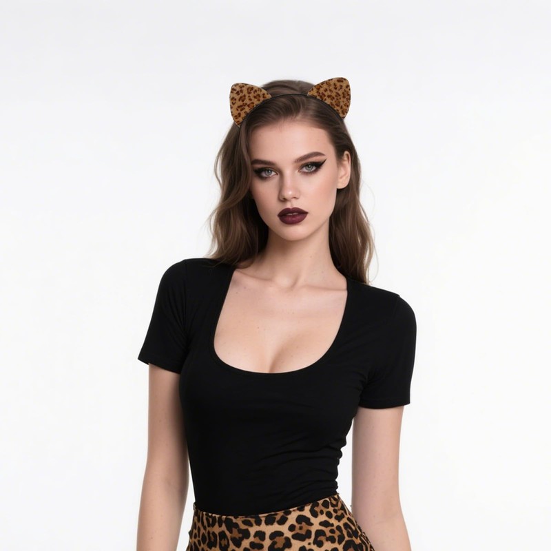 Moikolok Cheetah Leopard Ears Headband Cat Ears Hairband