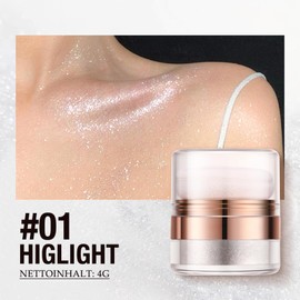 Highlighter Powder Stick, Gold Glitter Patting Powder for Face/Hair/Body, Waterproof Polvo De Hadas Body Glitter Fairy Powder, Body Brightening Shimmer with Fine Texture, High Gloss (#01 Silver)
