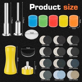 372pcs 1 Inch Sanding Discs, Hook and Loop Abrasive Pads for Drill & Rotary Tool, 60-7000 Grit Wet and Dry Sandpaper, Polishing Kit for Metal, Wood, Paint, Auto, Glass, Resin