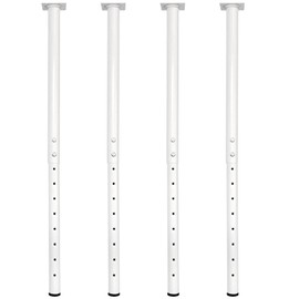 QLLY Adjustable Metal Table Leg, 24-40 inch, 60-100cm, Home Office DIY Desk Leg, Furniture Leg Set (4, White)