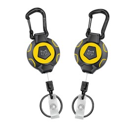 MNGARISTA 2-Pack Upgraded Retractable Keychain, 283.5 g Retraction, 80 cm Stainless Steel Cord, Heavy Duty Carabiner Badge Holder, ID Badge Reel with Badge Strap and Key Ring