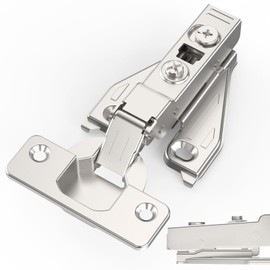 Chibery 1/8", 1/4", 3/8", 5/16" Overlay Soft Close Concealed Hinge for Face Frame Door ＆ Frameless Door, 3D Clip-on Plate, Self Closing Hidden Satin Nickel, 105° Angle, H=3, Half Overlay, 4 Pack
