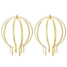 HEYTIMI 2Pcs Large Metal Circle Obelisk Trellis Garden Sculpture Globe Trellis for Climbing Plants Outdoor Potted Round Planter Trellis Garden Ornament for Home Patio Urn Filler(Gold, 21.26" x 25.20")