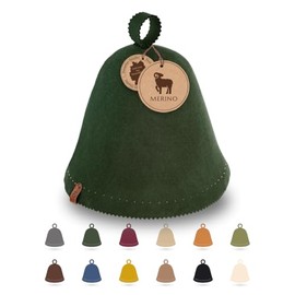 Sauna Hat Made of High-Quality Merino Wool - Seamless & Dimensionally Stable - Protection Against Overheating in the Sauna - 2 Sizes - Sauna Hat for Men & Women - Premium Sauna Accessories (Forest Green, L)